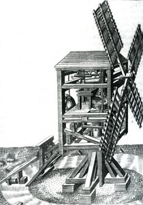 Figur CXXXIII, en väderkvarn med ett roder, från 